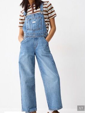 LEVI"S Vintage Denim Overalls Small in Chill Day Med-Light Wash Soft Denim